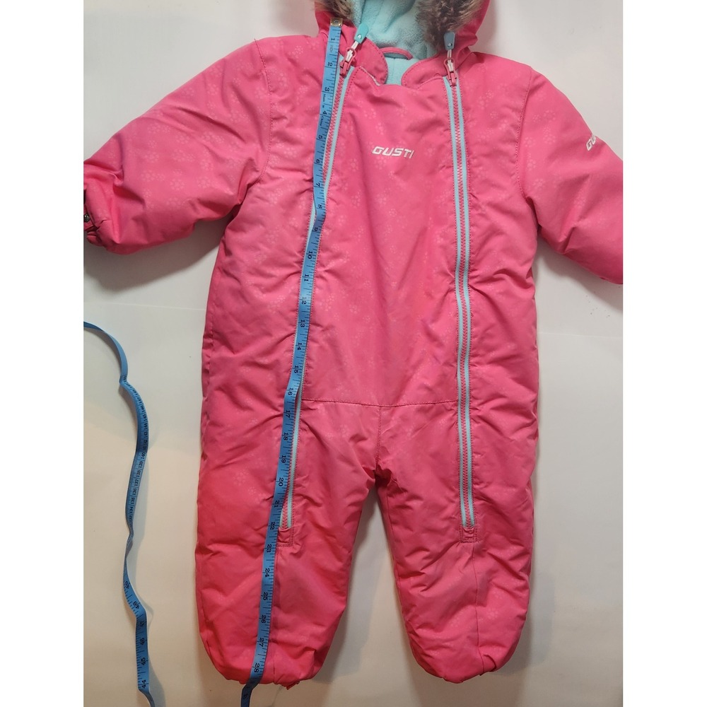 Gusti Pink Toddler Snowsuit‎ Faux Fur Ear Hood Fleece Lined One Piece 24M - Picture 4 of 7